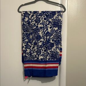 Lilly Pulitzer Blue and White Beach Serong with Red Stripes